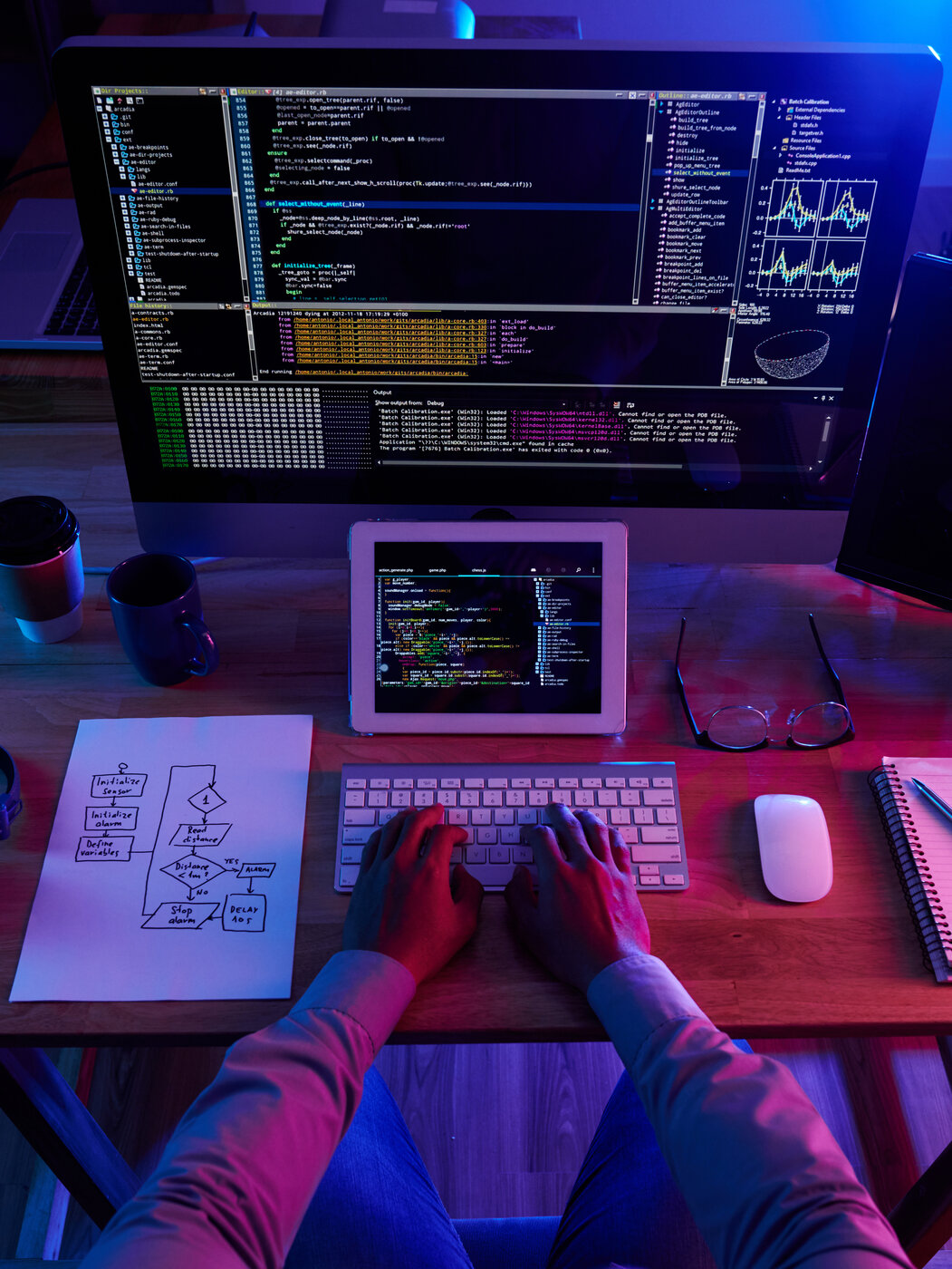 Website development — code editor and site build in progress