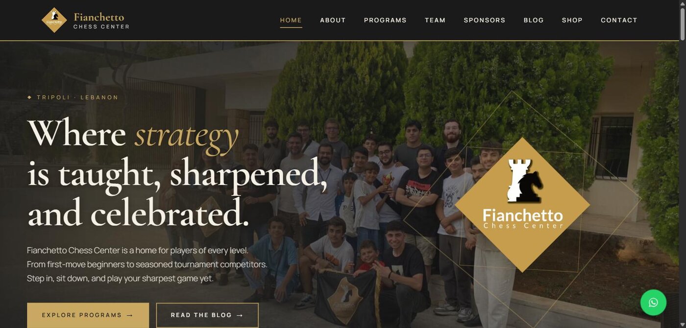 Fianchetto Chess Center — Website Preview